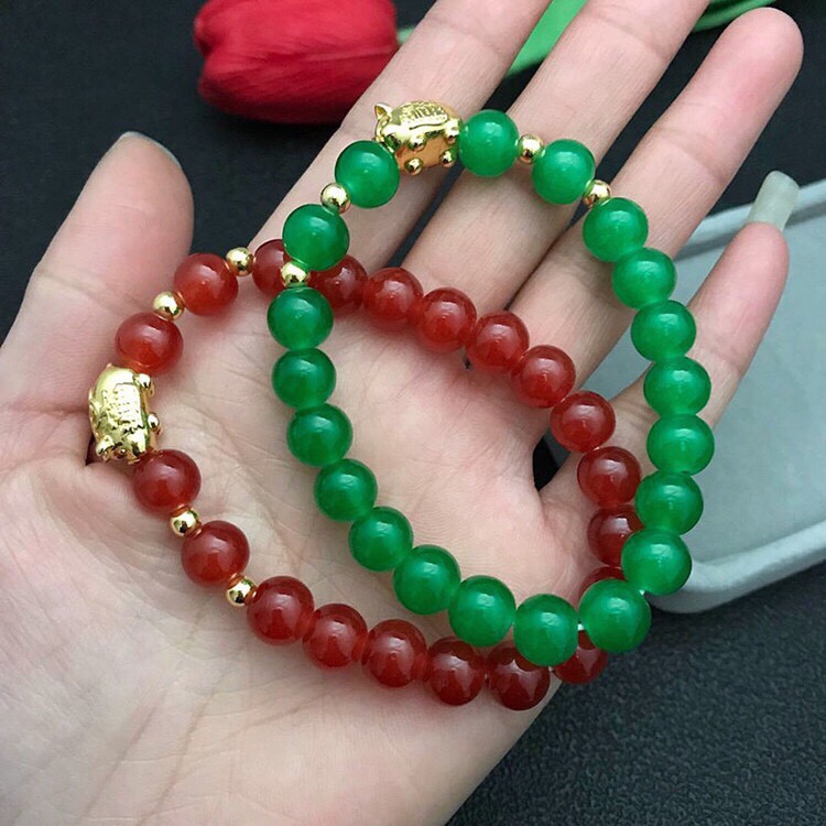 Vòng Tay Ngọc Con Heo Vàng Ms02