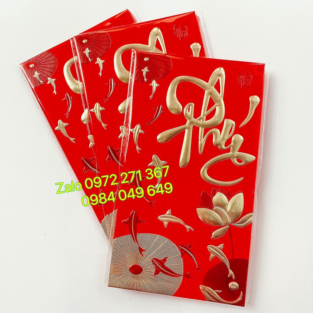 60 chiếc Bao lì xì đỏ nhung đẹp mừng Năm mới 2023 trang nhã, lịch sự có nắp - In hình 3D chất lượng cao