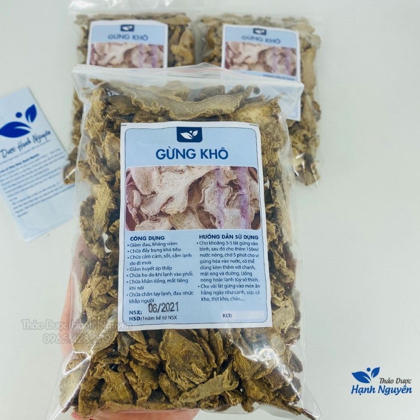 Gừng khô 500g, can khương, thơm cay, dùng pha trà, xông giải cảm, giữ ẩm cơ thể, tăng sức kháng