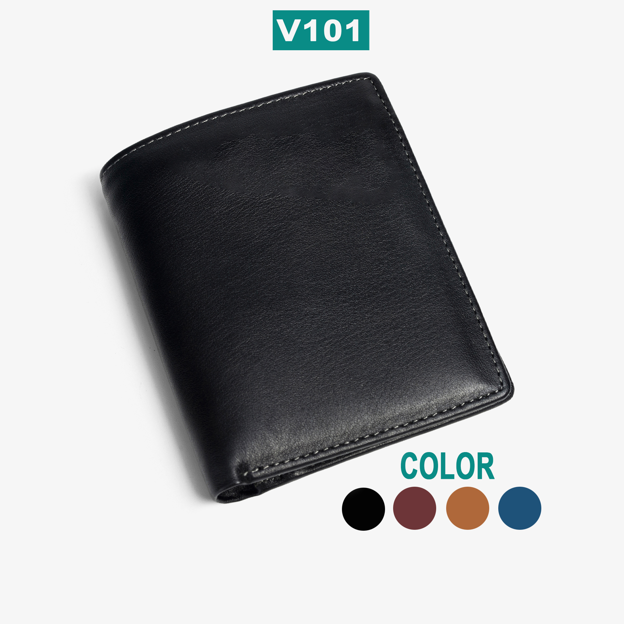 Ví nam da bò Nappa cao cấp V101 bóp da thật nhiều ngăn, sang trọng, đẳng cấp, phong cách Hàn Quốc, 2 màu đen và trắng, hai kiểu dáng đứng và ngang, bảo hành 12 tháng
