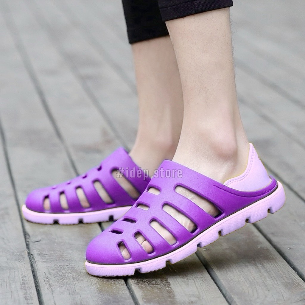 (TĂNG 1 SIZE) Giày lười vải nam nữ chất EVA siêu nhẹ êm chân có lỗ thoáng khí đi mưa, đi biển - Giày lao động iDÉP GL018