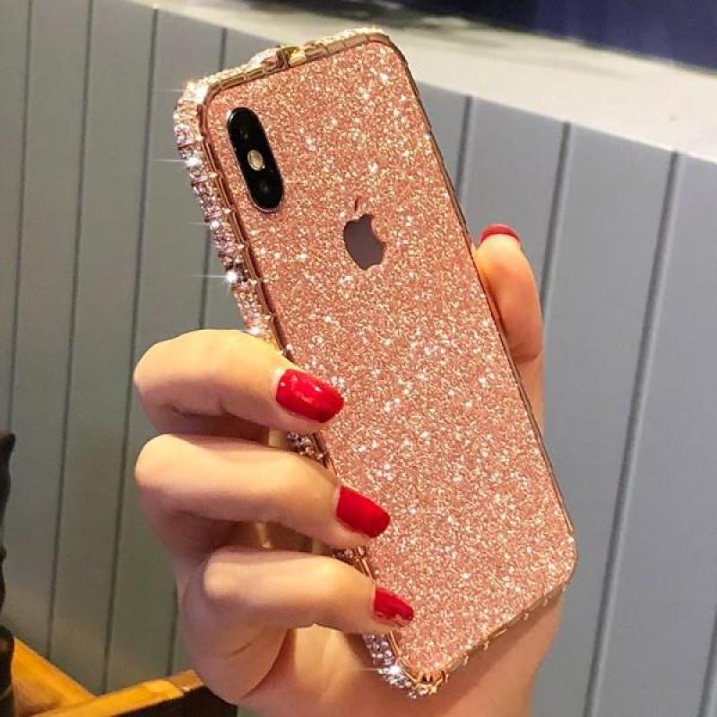 Giá Ốp lưng Combo Viền đính đá + Skin kim tuyến sang chảnh ( Tặng Dây Quấn Sạc, Tai Nghe ) 6/6s/6plus/7/8s /7plus/8plus/X/Xs/XsMax