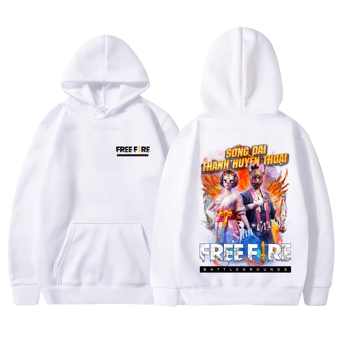 Áo Hoodie Nỉ Free Fire Màu Trắng Thẻ Vô Cực Mùa 1