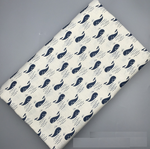 Vải bố/vải canvas họa tiết cá heo xanh