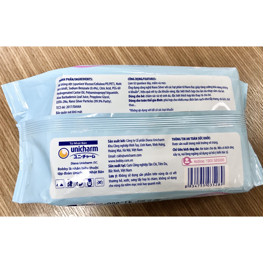 Bộ 4 gói Khăn ướt Bobby không mùi 100 tờ/gói (Xanh)