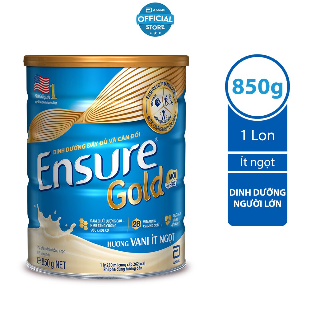 15-19.6 TẶNG COMBO LAYS ĐƠN 1099K Lon sữa Ensure Gold hương Vani ít ngọt