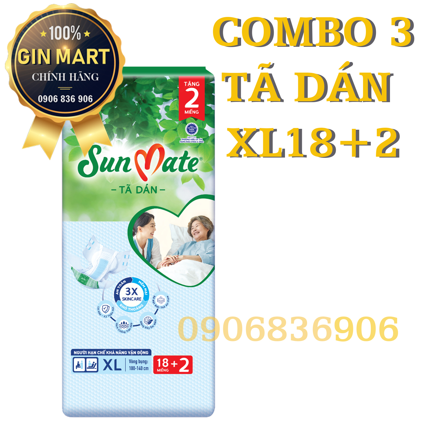 Combo 6 Gói Tã Dán SUNMATE Size M10 - M/L10 - XL10 - M/L18