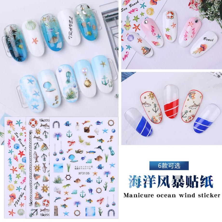 [HCM]Sticker dán móng trang trí móng chủ đề biển
