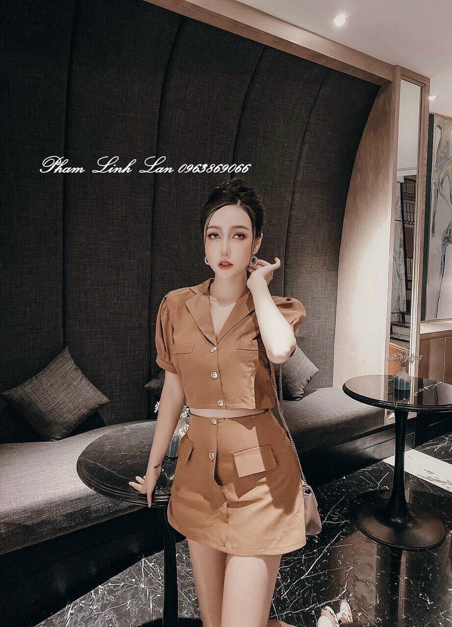 Sét bộ sơ mi croptop dáng vest thời thượng TTSA1025