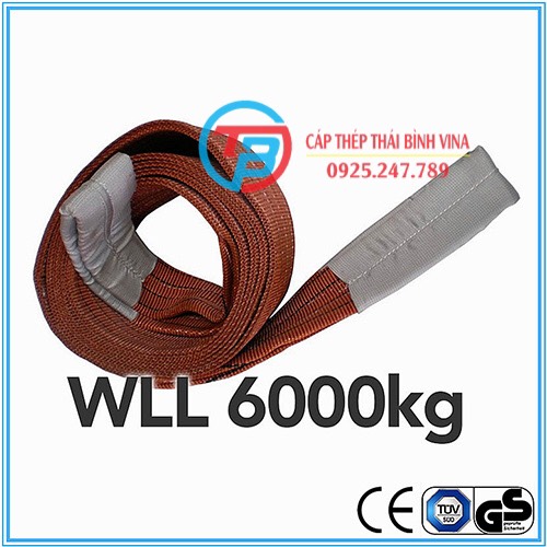 Dây bẹ cẩu hàng 6 Tấn bản 150mm - 4met,5met,6met,8met,10met,12met- cáp thép thái bình