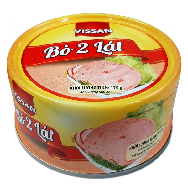 Bò 2 lát vissan hộp 170g lon in date 2027