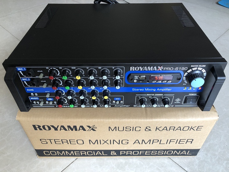 Amply Bluetooth ROYAMAX 6190 chạy 12 sò Bluetooth 5.0 Cs 800W