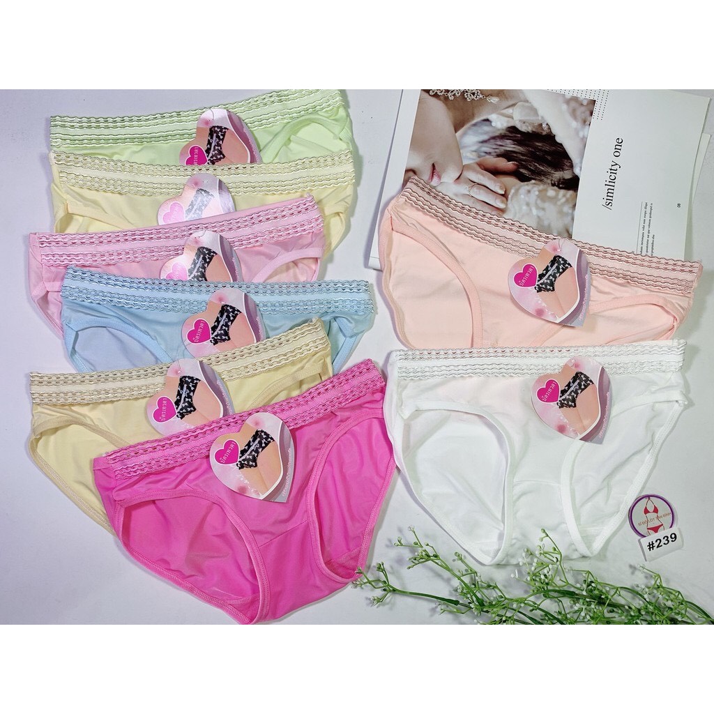 Bộ 10 Quần lót nữ thun lạnh lưng bản lỗ size <53kg