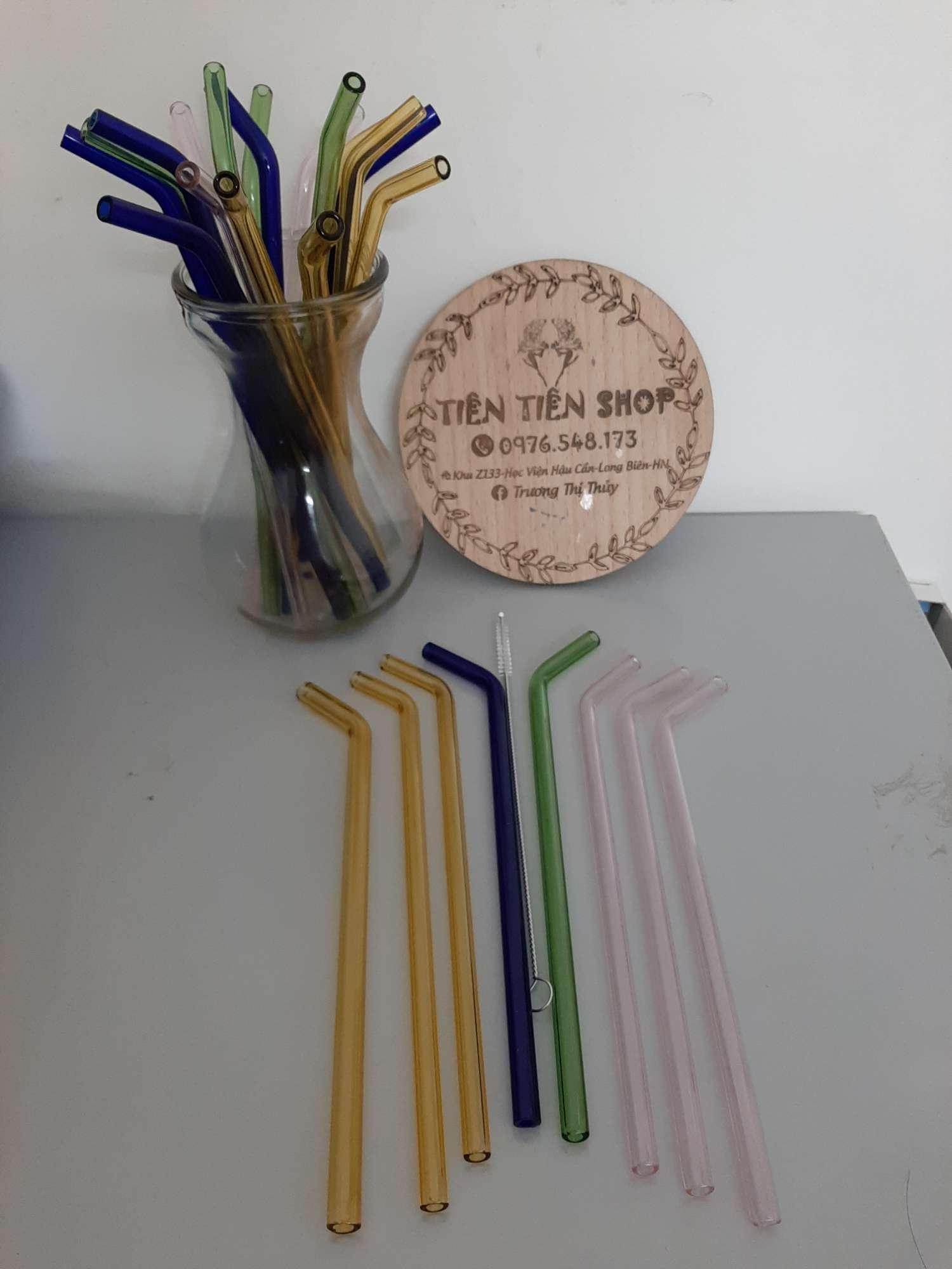 5 Ống hút thủy tinh 20cm đủ màu