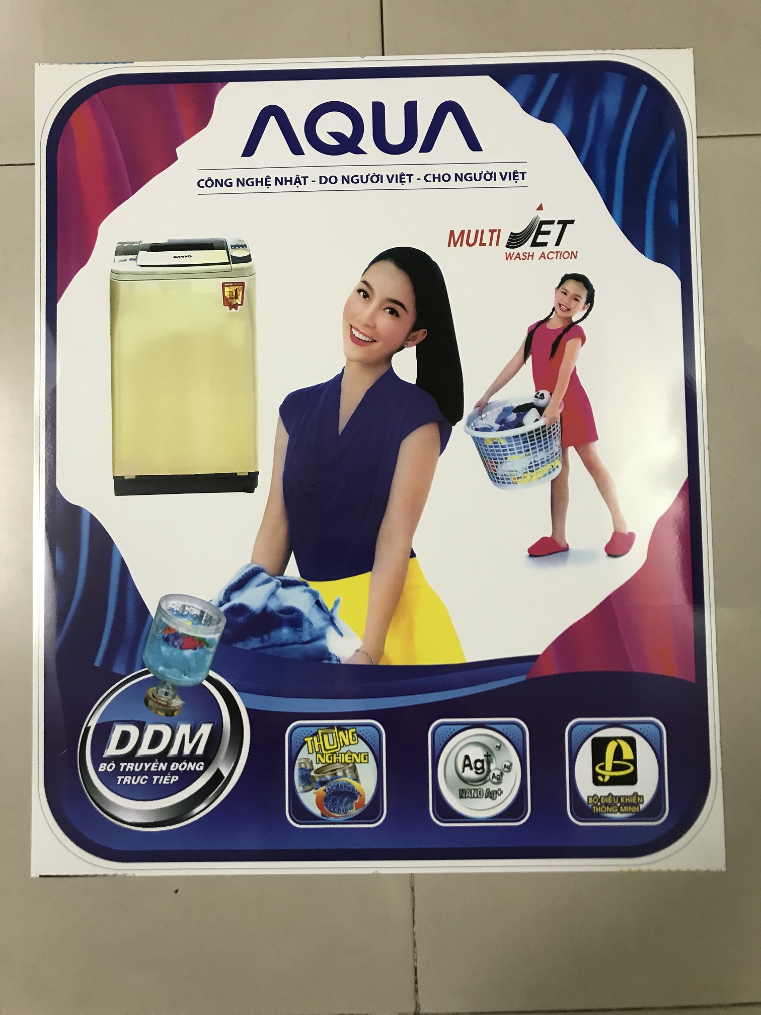 [HCM]Tem dán máy giặt Aqua/ Miếng dán máy giặt Aqua (mẫu 2)