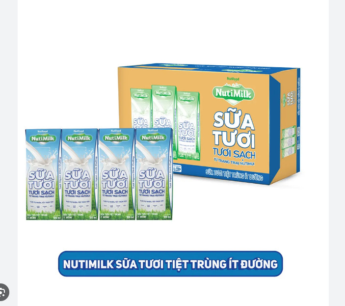 Thùng 48 HỘP NutiMilk Sữa tươi TƯƠI SẠCH - Sữa tươi tiệt trùng HỘP 180ml TU.STIDB220 - Thương Hiệu NUTIFOOD - AZAGO