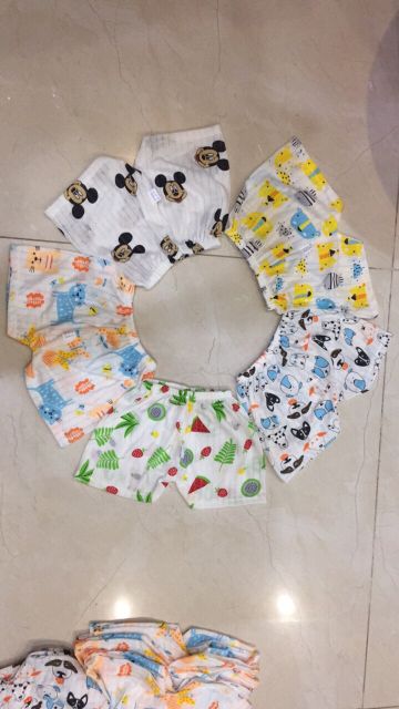 Quần Đùi Cotton Giấy Cho Bé 5-15Kg