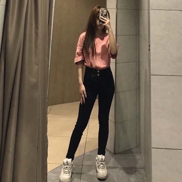 Quần legging nữ cạp cao nâng mông có khóa 2 khuy vải UMI siêu dày gen bụng dáng dài - Quần vải nữ đi học mặc làm công sở