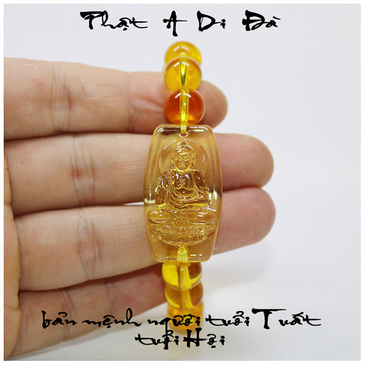 Vòng tay mặt phật A Di Đà hạt 10ly nhiều màu cao cấp - Phật bản mệnh người tuổi Tuất, tuổi Hợi - vòng tay cầu bình an may mắn