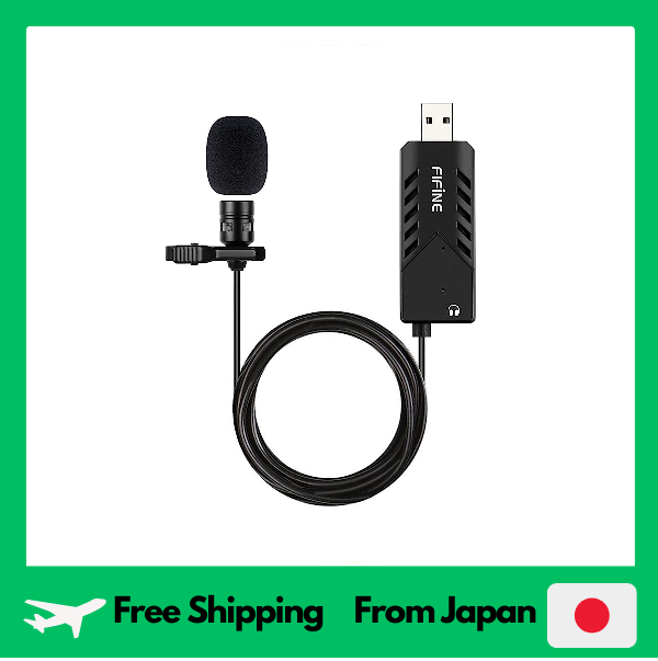 FIFINE USB Pin Microphone Mini Clip Microphone Condenser Microphone Unidirectional with earphone jack PC Microphone Net Calling Live Game Live Streaming Recording Telecommuting Windows/Mac Compatible K053
