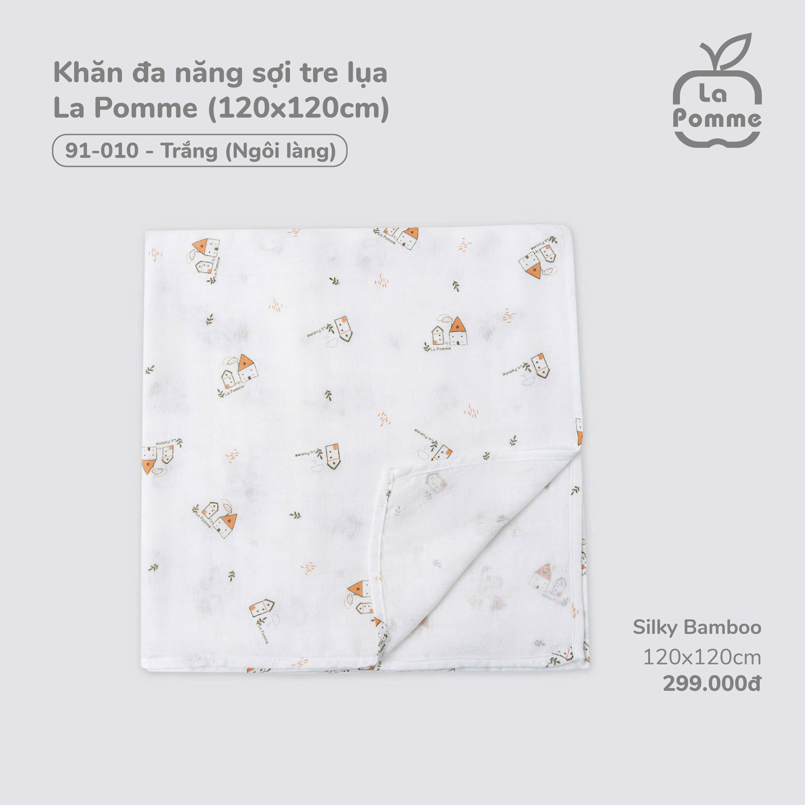 Khăn đa năng sợi tre lụa 120*120 La Pomme