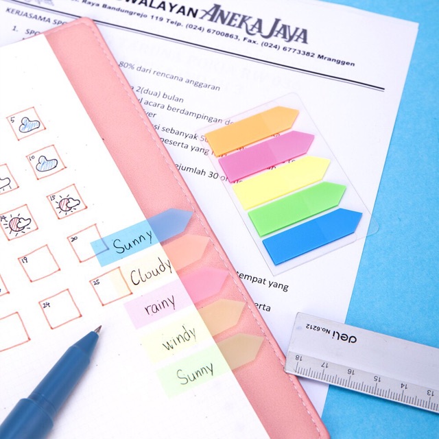 Giấy Note Phân Trang Nhựa Màu Dạ Quang