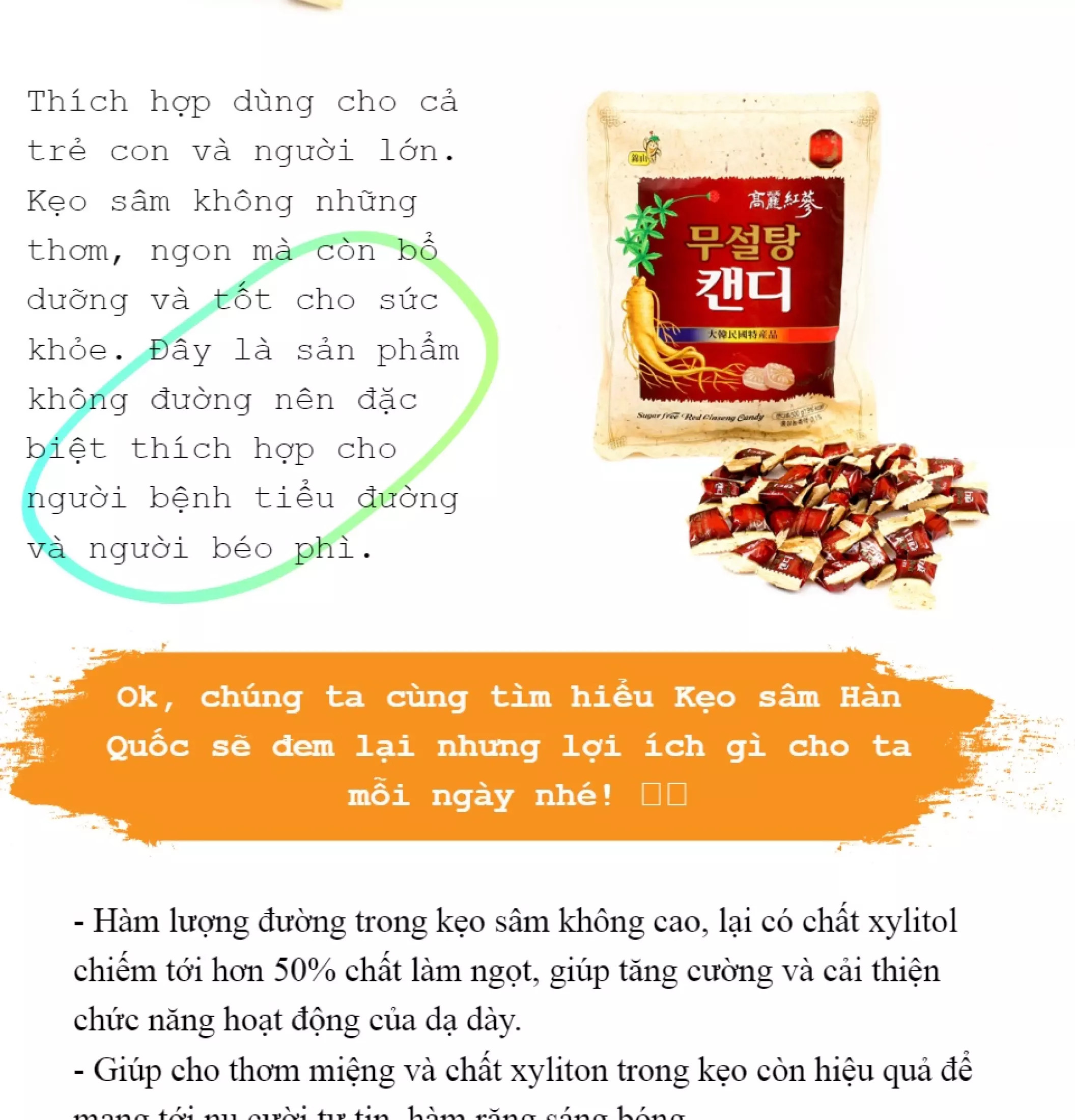 Kẹo hồng sâm không đường hàn quốc 500g -DATE MỚI
