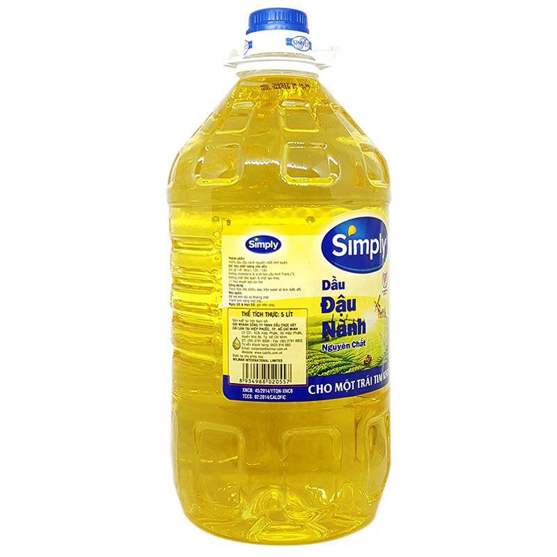 Dầu đậu nành simply nguyên chất  5 lít