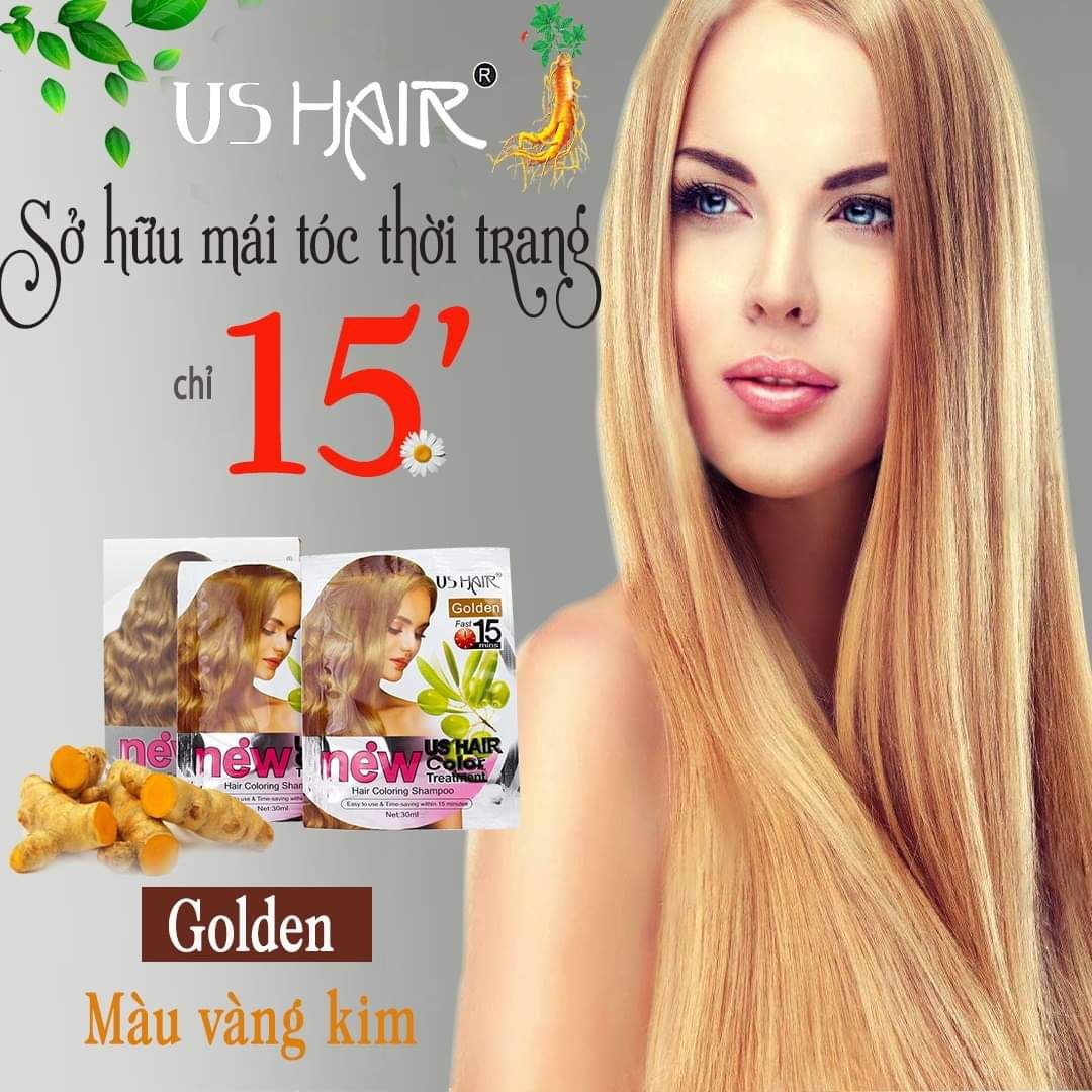 dầu gội thảo dược nhuộm tóc PHỦ BẠC USA US HAIR