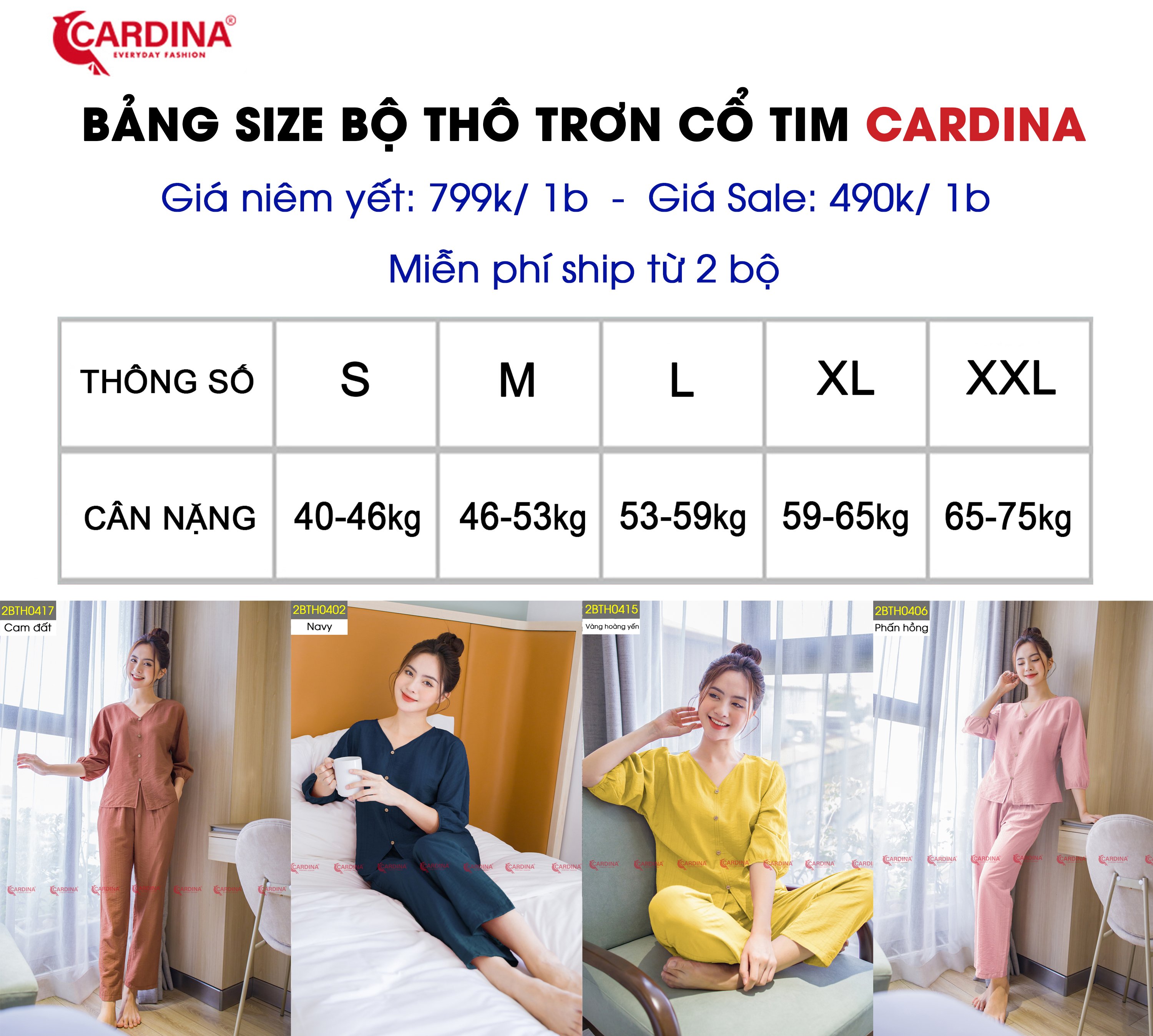 mã 2BTH04 - Bộ thô trơn cổ tim Cardina