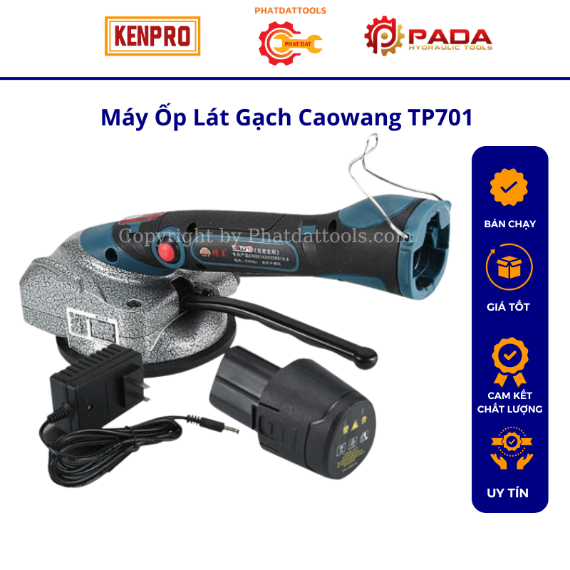 Máy ốp lát gạch Caowang TP701-2 chức năng đầm rung+hít gạch-Pin 2200mAh