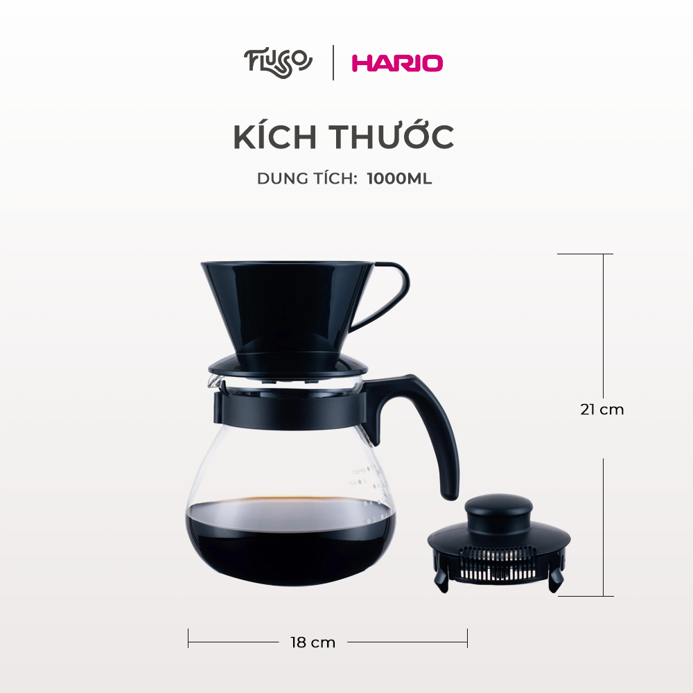 Bộ Bình Pha Cà Phê Teco Dripper 2-4 Cups 1 Lít TCD-100-