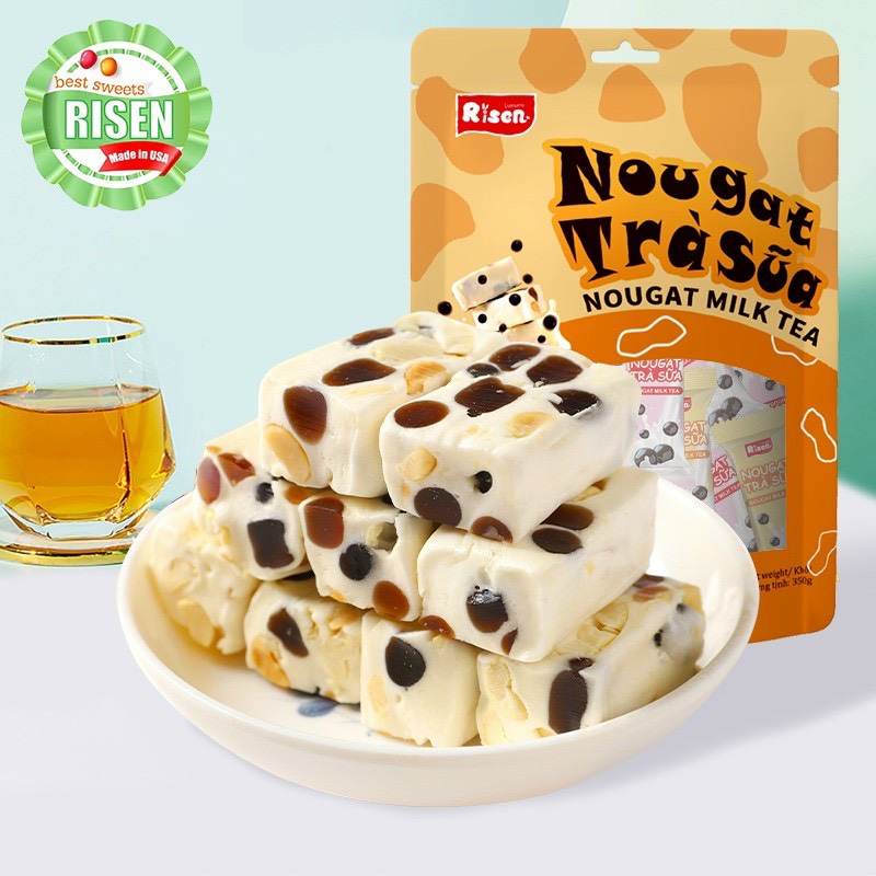 Kẹo Nougat Trà Sữa Nhân Trân Châu Risen 350g