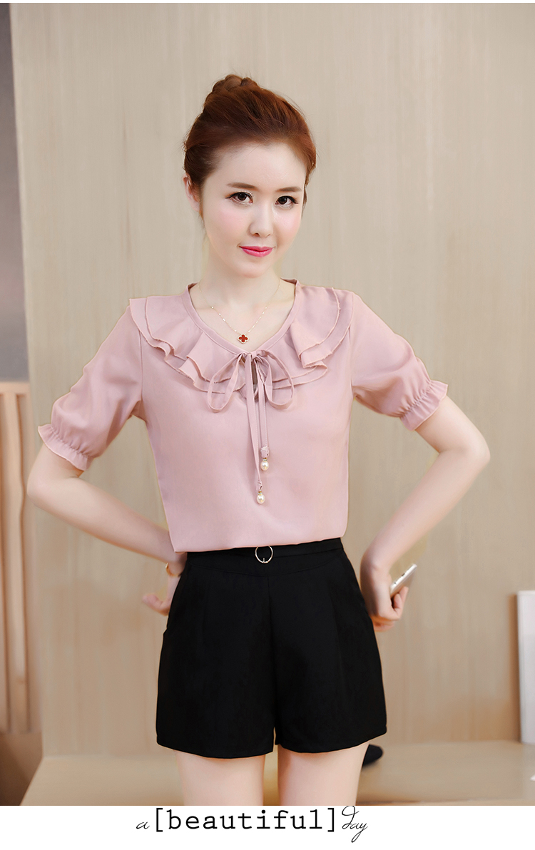 [PILA FASHION]ÁO KIỂU NỮ CỔ NƠ TAY BO MÀU VÀNG - AP0065