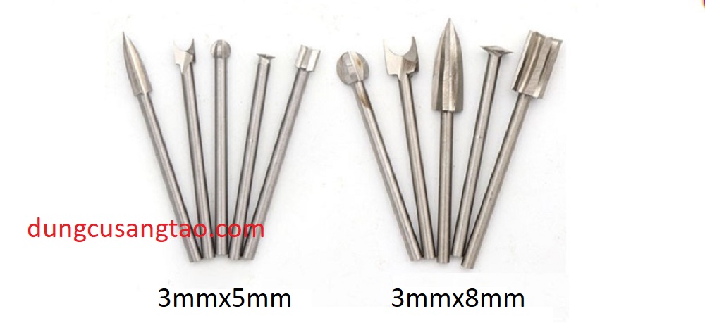 Điêu khắc gỗ - Bộ 5 mũi lũa cán 3mm