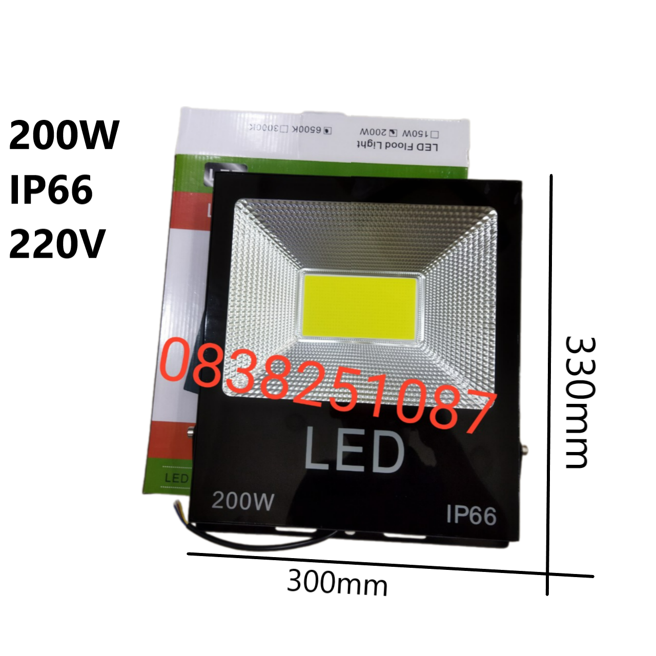 Đèn Pha Led IP66 Siêu mỏng siêu sáng 200W (Ánh Sáng Trắng)