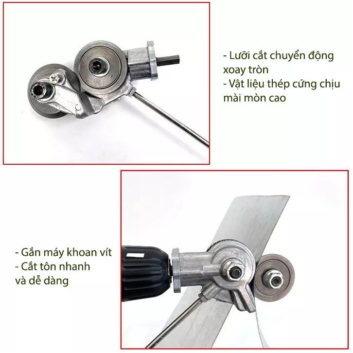 Đầu chuyển cắt tôn gắn máy khoan - lưỡi kéo cắt sắt, cắt tôn