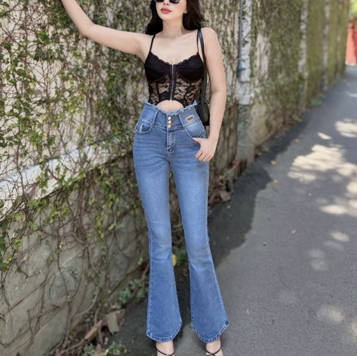 [HCM]Quần Jeans Nữ Ống Loe Dài Thời Trang