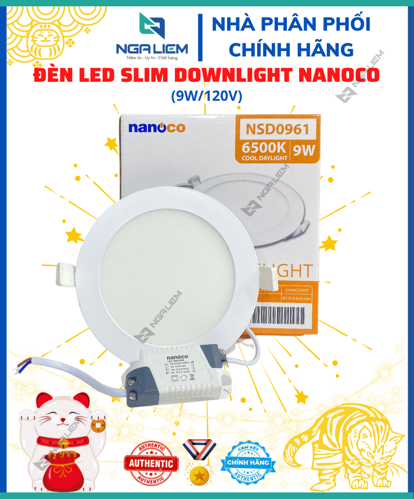 Led slim downlight-ip20 9w/120v nanoco