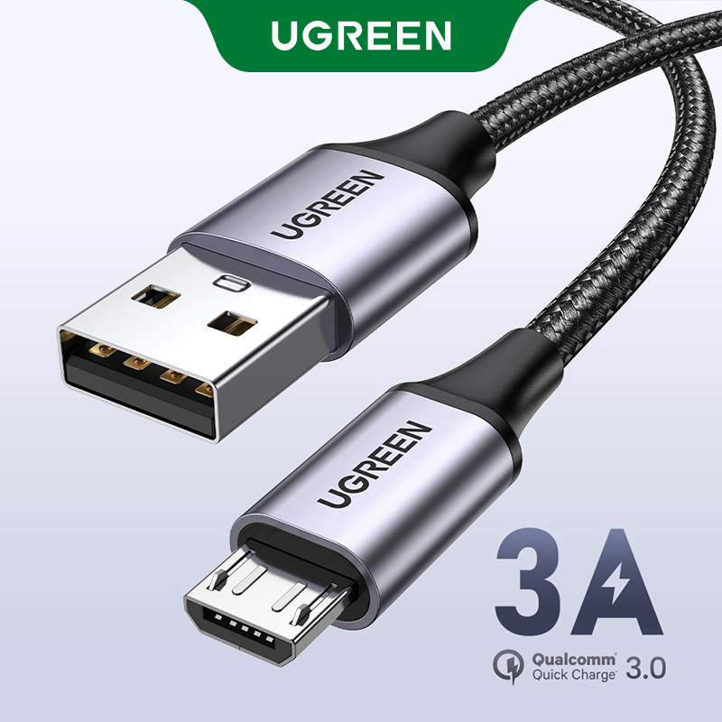 UGREEN Micro USB Cable 2A Max Nylon Braided Fast Charging Data Cable Wire Cord for Samsung Huawei Xiaomi Android Mobile Phone (25/50cm 1/1.5/2/3m) Model:60144