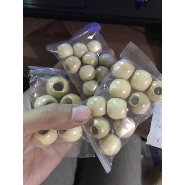 Hạt gỗ tròn 14mm 16mm 20mm set 10 hạt phụ kiện handmade, làm macrame