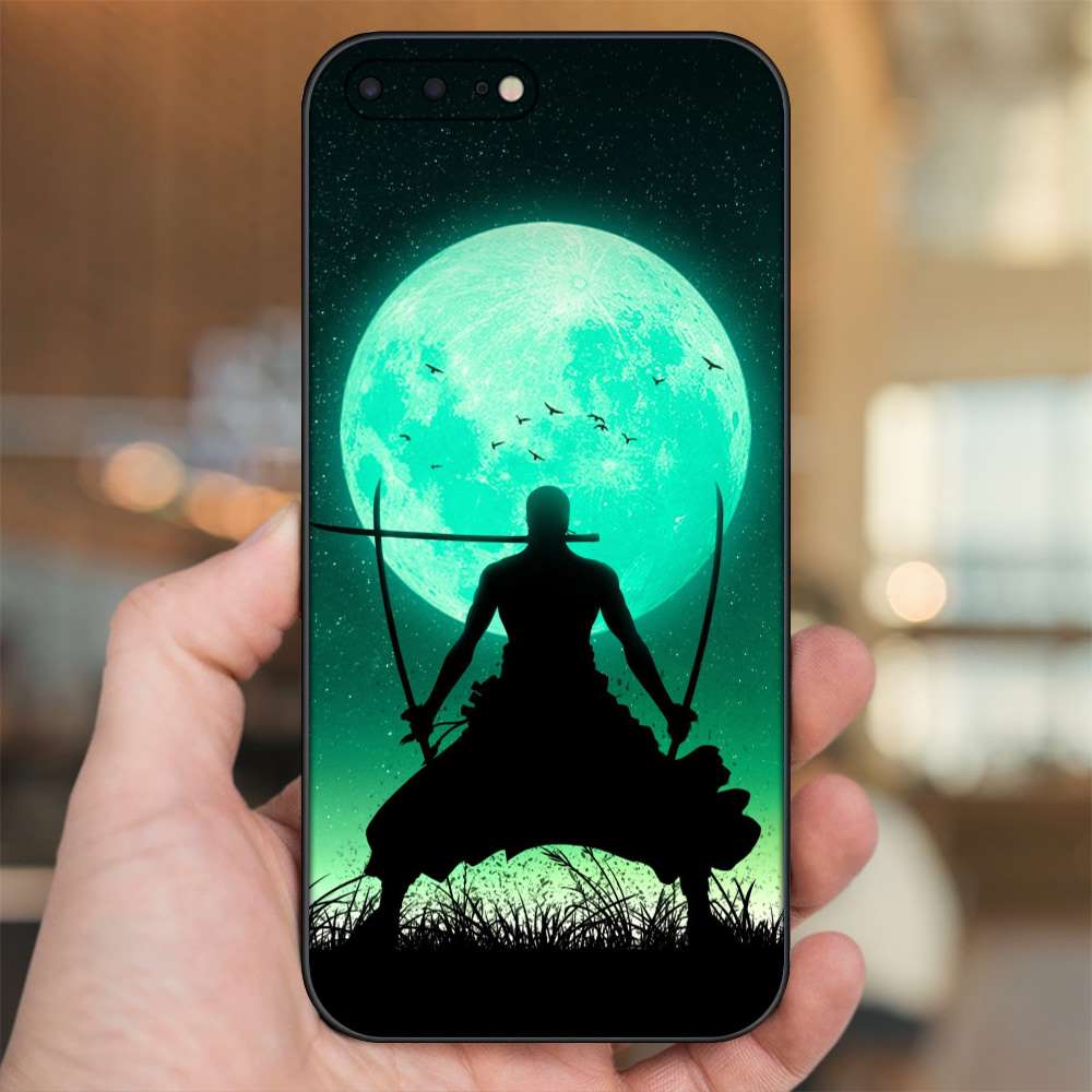 Ốp lưng iPhone 7 Plus, 8 Plus dẻo đen cạnh vuông in hình Zoro One Piece