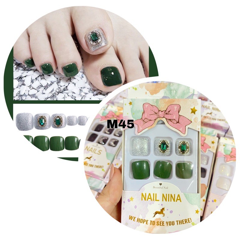 Set 24 móng chân đỏ cherry sang chảnh MS 040