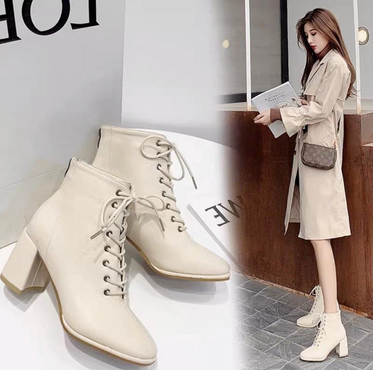 Bốt nữ, bốt nhiều dây khóa sau 5p siêu hót