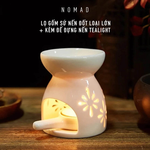Lọ gốm sứ tráng men loại lớn + kèm đế đựng nến tealight