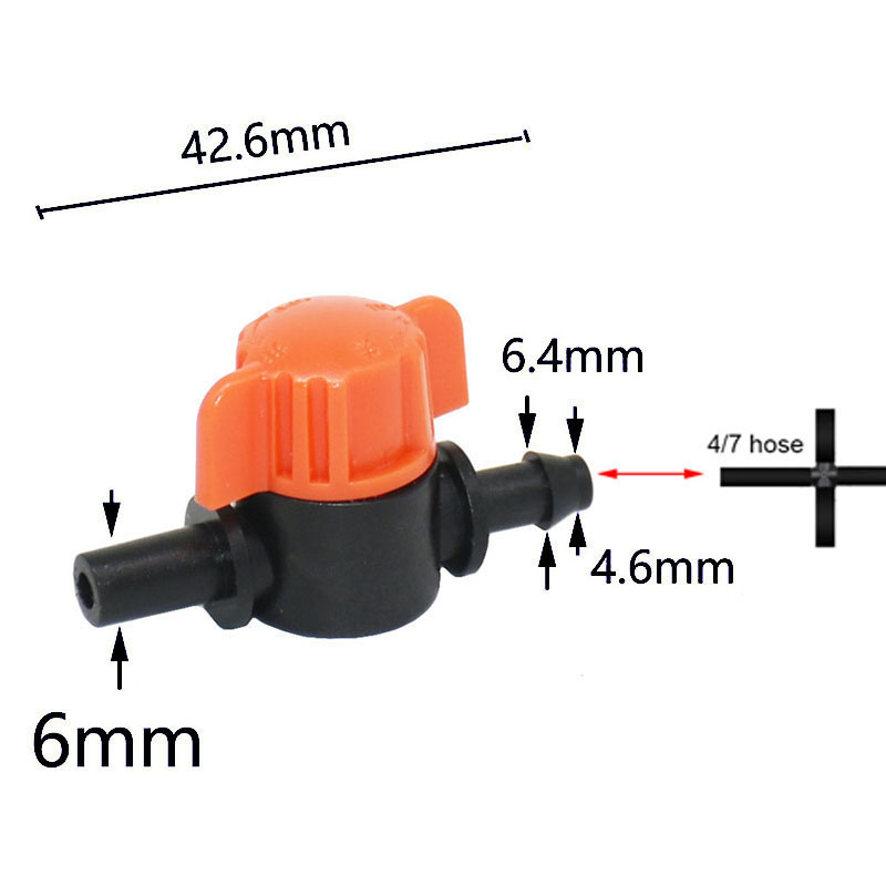 KKQLA Store 4/7mm 6mm Hose Water Valve Garden Auto Watering Drip Irrigation connector System 1/4" Mini Pipe Barbed Switch Control Fittings a