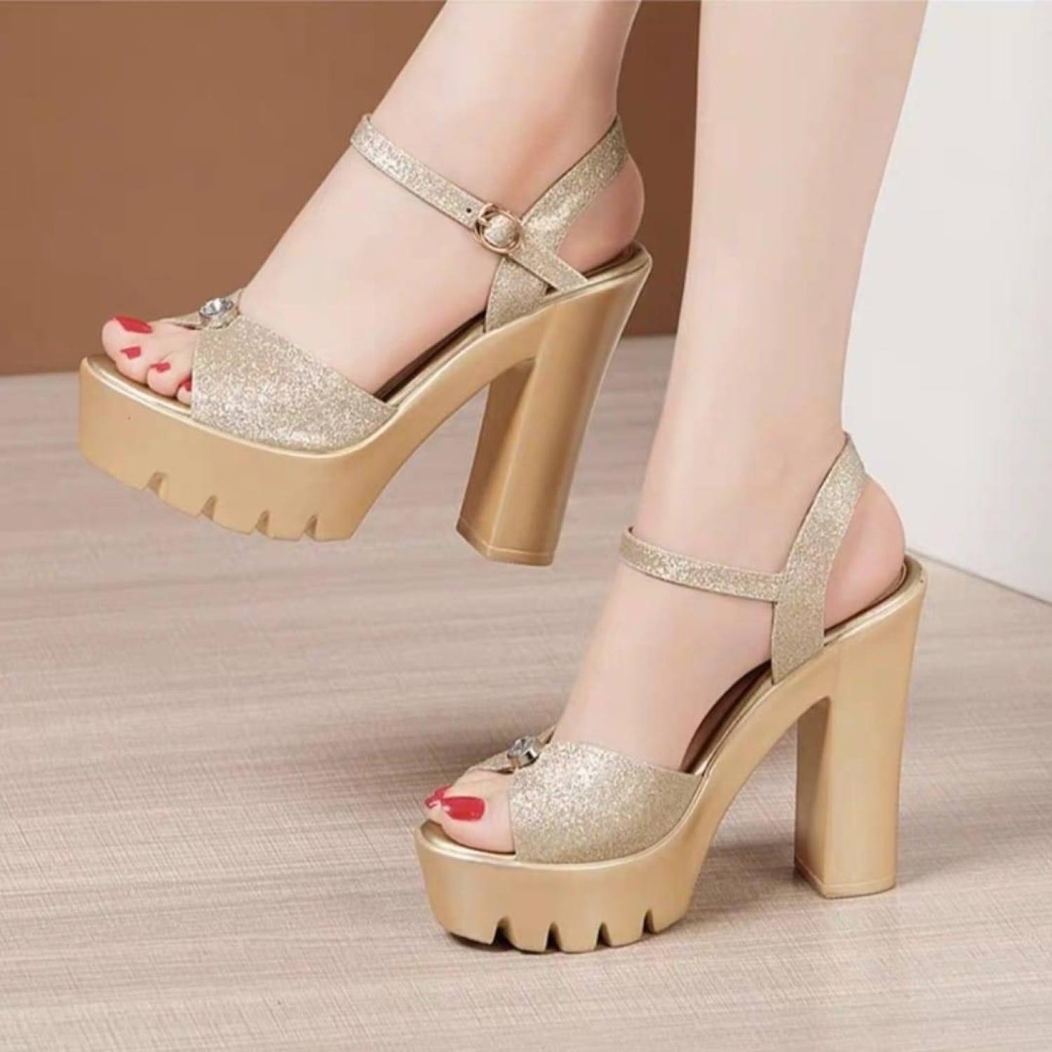 Sandal quai nhũ đính hạt cao câp L99