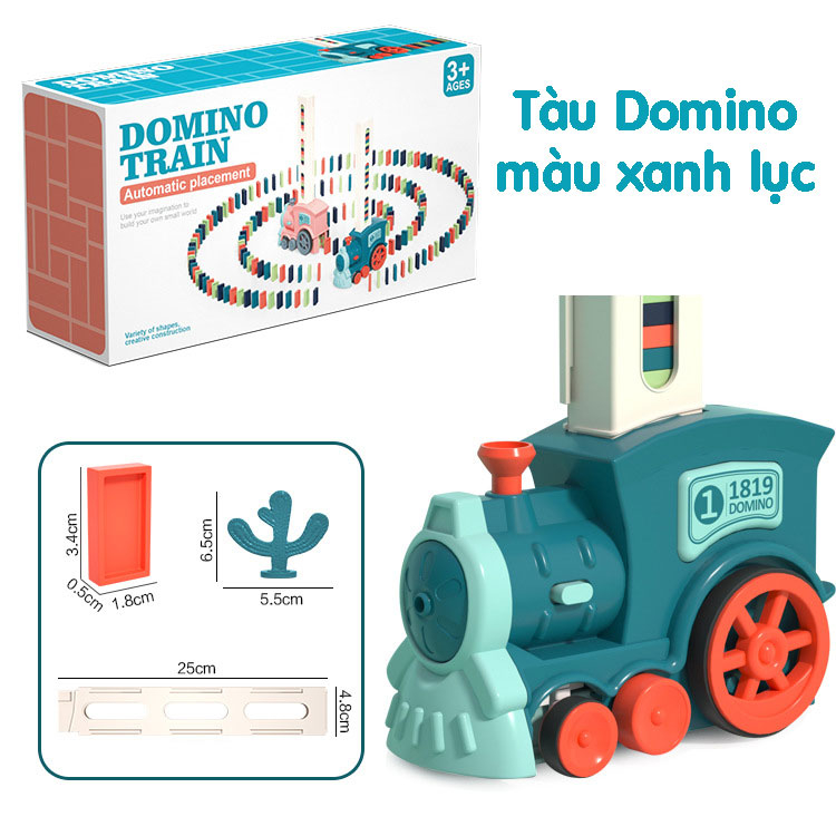 Đồ chơi trẻ em xe lửa điện domino, tàu lửa điện domino cho bé chạy bằng pin, tự động xếp domino, kèm ánh sáng và âm nhạc.