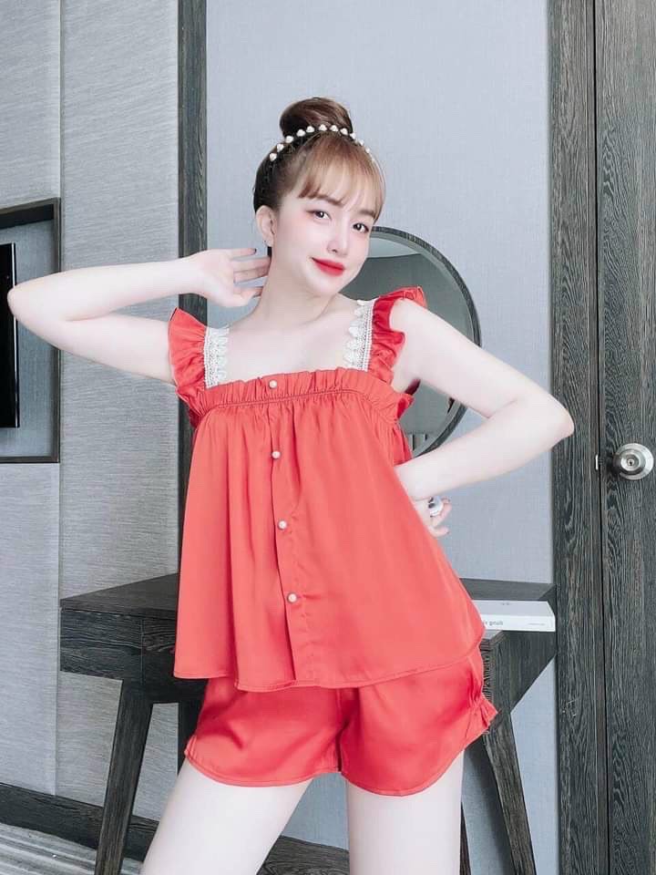Đồ bộ đùi cánh tiên mặc nhà, bộ ngủ lụa satin cao cấp