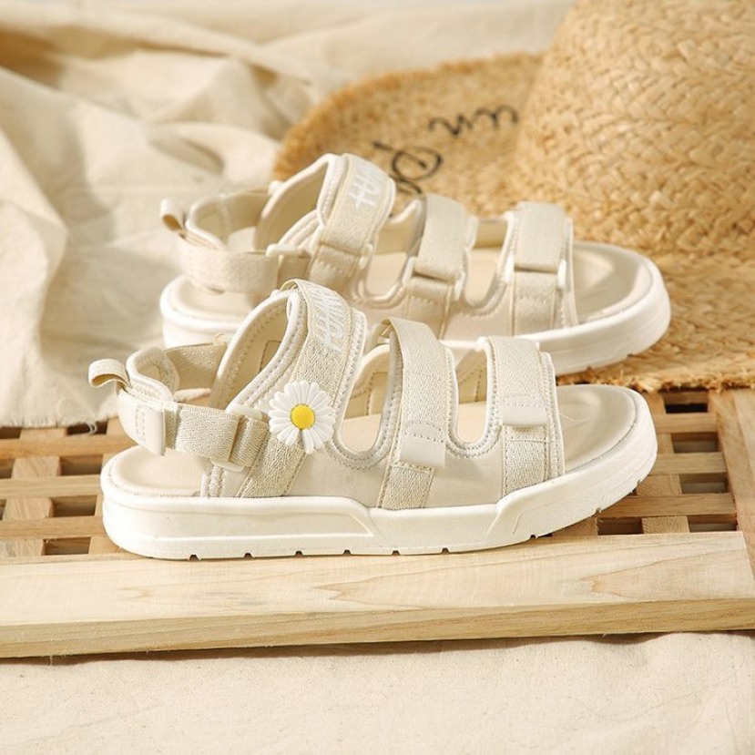Sandal nữ,sandal học sinh,sandal Ulzang nữ tính hoa cúc 3 quai dán siêu đẹp giá rẻ